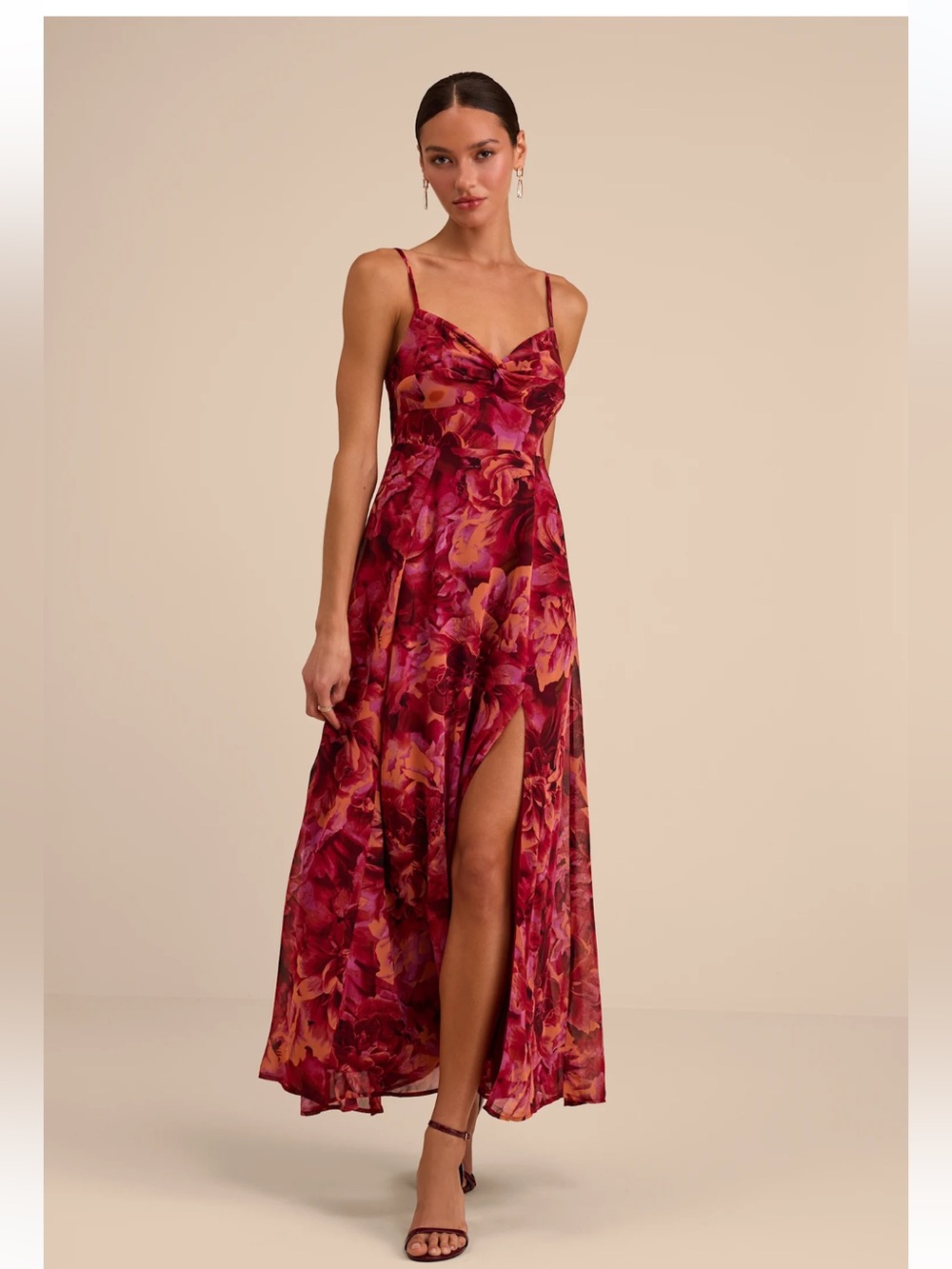 Lulus Beautiful Soul Floral Maxi Dress in Magenta and Pink size M - Picture 2 of 13